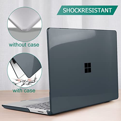May Chen Compatible with Microsoft Surface Laptop Go 3 Go 2 Go 1 12.4 Inch Model 1943 2013 (2023 2022 2020 Release), Plastic Hard Shell Case with Screen Protector + Keyboard Cover, Crystal Black - color: Crystal Black