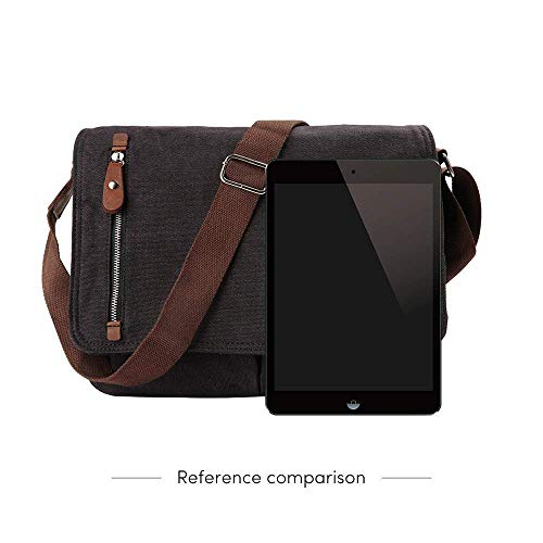 AUGUR Messenger Bag,Casual Shoulder Sling Bag Canvas Satchel Bag Crossbody Bags for Men Work Office Laptop Bag fit 13 inch - Black - color: Black