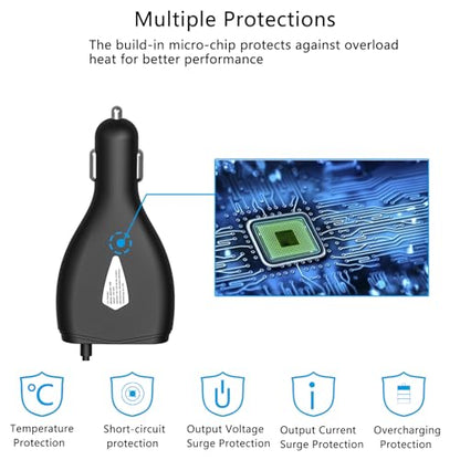 Surface Car Charger, 70W 15V 4A Power Supply | for Microsoft Surface Pro 5/Pro 6/Pro 7/Pro 8/Pro X, Surface Book, Surface Go, Surface Laptop with 5V 2A USB Charging Port