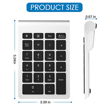 Foloda Number Pad for Laptop, Wireless Bluetooth Number Numeric Keypad Numpad, 10 Keys Numberpad Keyboard Computer Accessories for Laptop PC Notebook (NO Receiver) - color: SilverBlack