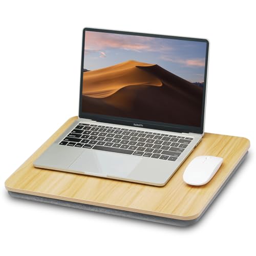 ZEAPTAC Portable Lap Laptop Desk with Pillow Cushion, Fits up to 15.6 inch Laptop, Lap Stand for Bed & Couch & Carpet, Book Tablet/Drawing Board/Computer Laptop Stand - Light Brown Wood - color: Light Brown Wood
