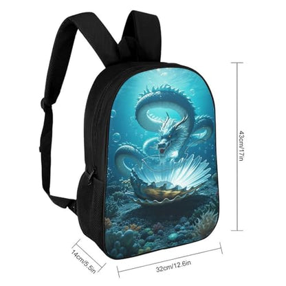 17-Inch Laptop Backpack Water-Resistant The Dragon King Daypack with Shoulder Strap Lightweight Casual Rucksack for Travel Commuter Hiking Outdoor Activities 20l Black