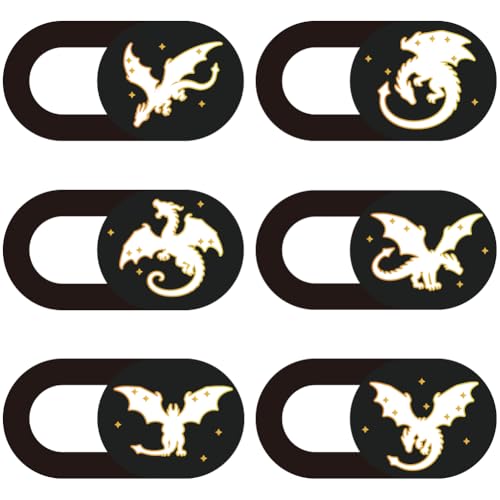 6Pcs 6 Styles Laptop Camera Cover Slide Dragon Privacy Guard Accessories, 0.04 Inch Ultra Thin Webcam Cover Protector Blocker for Phone Desktop Computer Tablet Notebook Mini PC Office Use - color: Dragon