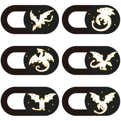 6Pcs 6 Styles Laptop Camera Cover Slide Dragon Privacy Guard Accessories, 0.04 Inch Ultra Thin Webcam Cover Protector Blocker for Phone Desktop Computer Tablet Notebook Mini PC Office Use - color: Dragon