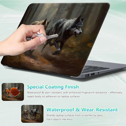 Laptop Skin Sticker Decal 12"-15.6" Universal Laptop/Notebook/Netbook Vinyl - Waterproof Scratch Resistant,Fits HP Dell Lenovo MacBook,2 Free Wrist Pads,Easy Apply & Remove,Forest Wolf Couple - color: Forest Wolf Couple