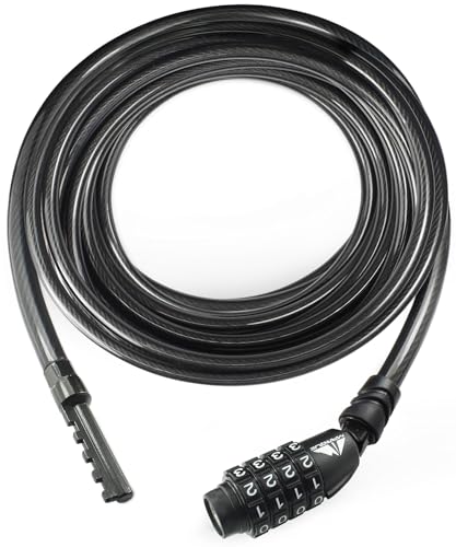 Straight Combination Bike Lock Cable - 3/8 inch (5FT, 10FT, 15FT, 25FT) Resettable Combination Lock, Anti-Theft Security Cable for Bicycles, Kayaks, Paddle Boards, Gates&Outdoor Gear (25 FT) - color: 25 FT