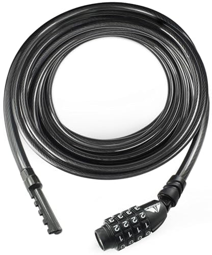 Straight Combination Bike Lock Cable - 3/8 inch (5FT, 10FT, 15FT, 25FT) Resettable Combination Lock, Anti-Theft Security Cable for Bicycles, Kayaks, Paddle Boards, Gates&Outdoor Gear (25 FT) - color: 25 FT