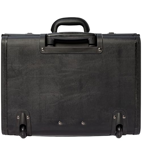 HAMMER ANVIL 19 Wheeled Briefcase Rolling Case Sales Sample Pilot Lawyer Attache - color: Black Leatherette