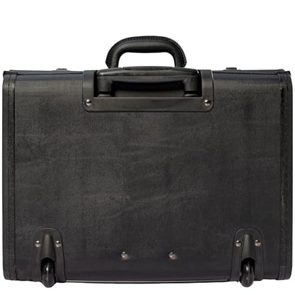 HAMMER ANVIL 19 Wheeled Briefcase Rolling Case Sales Sample Pilot Lawyer Attache - color: Black Leatherette