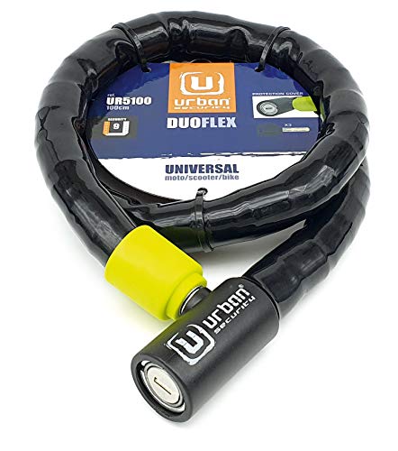 Urban UR5100 Phyton Cable Lock, Reinforced Steel Cable with Very Flexible Articulated Shielding, High Security Lock, Anti Theft Armored Cable for Motorcycle, Electric Bicycle, Scooter, 100cm/3,3ft