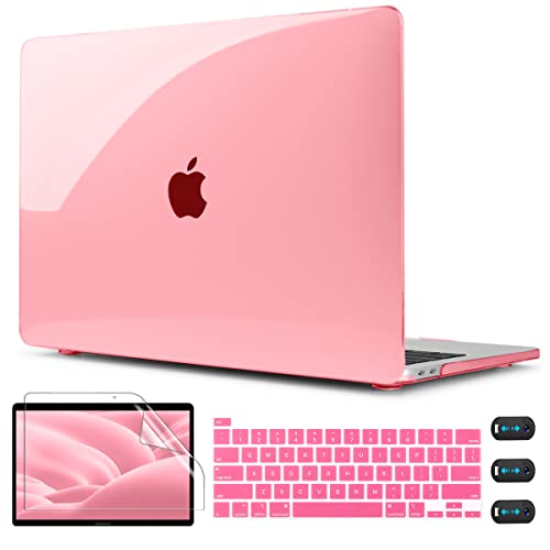 CISSOOK for MacBook Pro 13 Inch Case Pink M2 A2338 M1 A2251 A2289 | Hard Shell Case with Keyboard Cover Screen Protector for MacBook Pro 13 2025-2020 Released with Touch Bar -Clear Pink - color: Clear Pink