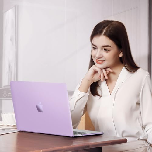 MOSISO Compatible with MacBook Air 13 inch Case M5 M4 M3 M2 2026-2022 | 2 in 1 Kit Anti-Fingerprints Shell for Mac Air 13.6, Ultra Seamlessly Closes Cover, A3449 A3240 A3113 A2681, Purple - color: Purple