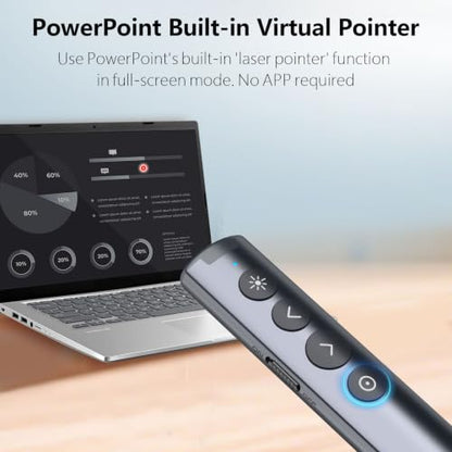 Bluetooth PowerPoint Presentation Clicker with Stylus Pen for Touch Screen | ①Red laser Pointer②Metal Housing③Magnifier/Highlight/Mouse Left Click④TV Screen & Projector Clicker⑤Built-in Storage Receiver - color: Red - BLE&USB-A + Touch Pen