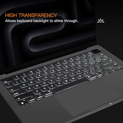 CaseBuy Premium MacBook Air 13 M4 Keyboard Cover for MacBook Air 13.6 inch | with M5 M4 M3 Chip A3449 A3240 A3113 2026 2025, TPU Protector Skin, Anti Dust & Spills (Not Fit Air 13 M1 A2179 A2337),Clear - size: MacBook Air 13.6"(2022-2026)