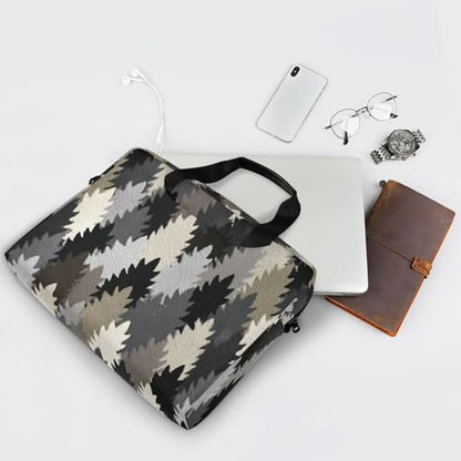 Laptop Zipper Case Portable Crossbody Messenger with Handle and Shoulder Strap 15.6 inch Tablet Briefcase Carrying Bag Abstract Pattern Gray