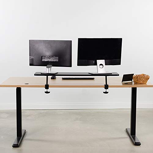 VIVO Black Clamp-on Large 40 inch Ergonomic Desk Shelf, Dual Computer Monitor and Laptop Riser Stand - Desk Organizer for 2 Screens STAND-SHELF40B - size: 40" shelf