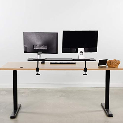 VIVO Black Clamp-on Large 40 inch Ergonomic Desk Shelf, Dual Computer Monitor and Laptop Riser Stand - Desk Organizer for 2 Screens STAND-SHELF40B - size: 40" shelf