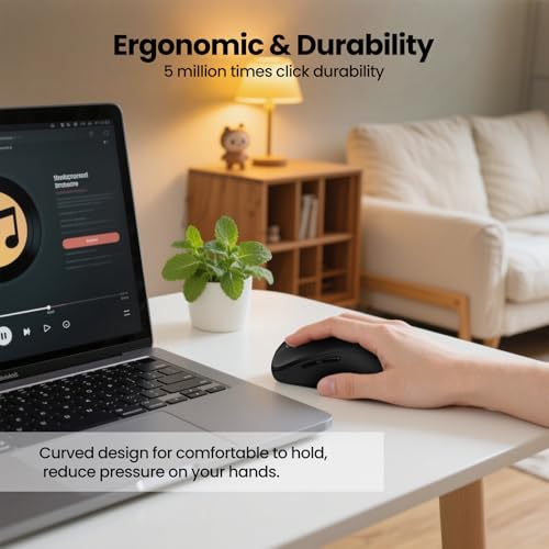 Wireless Bluetooth Mouse, 3-Device Multi-Mode (USB + 2 Bluetooth), 4-Way Metal Scroll Wheel, Adjustable DPI, Silent Click, Long Battery Life, Ergonomic Mouse for Laptop, PC, Mac, iPad (Black, 9) - color: Black