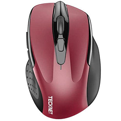 TECKNET Wireless Mouse (2.4G & BT5.0/3.0) Silent 4800 DPI Computer USB A & Bluetooth Mouse 6 Buttons, Wide Compatibility - Red - color: Red