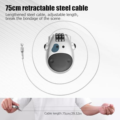 YACSEJAO Retractable 75 CM/2.5 FT Steel Wire Cable Lock, 3 Digit Combination Lock, Silver, Bike, Motorcycle, Luggage, Locker