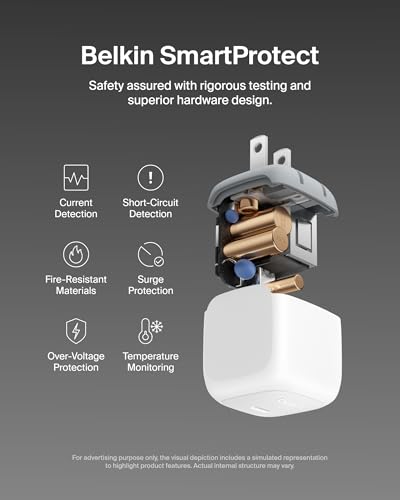 Belkin 45W Compact USB C Charger Block, 2 Pack, Fast Charging for Travel | PD 3.1, PPS, Travel Charger, Chromebook, iPad, iPhone 17, Samsung Galaxy, Pixel, Foldable Prongs, 3.3 ft Cables Included - color: White, style: Two Pack + 2 USB-C Cables