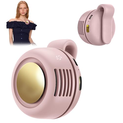 Portable Clip-On Fan, Mini USB Rechargeable 360° Rotatable Fan, Personal Fan 3-Speed Silent Mini Bladeless Fans (1 pack（Pink）) - color: 1 pack（Pink）