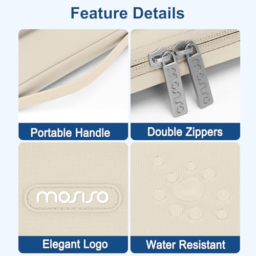 MOSISO 360 Protective Laptop Case 13.3 inch, 13-13.3 inch Laptop Sleeve | Compatible with MacBook Air/Pro 13 / Pro 14, HP Dell ASUS Lenovo,Side Open Bag with 2 Raised&1 Flapover Pockets, Sand - color: Sand, size: 13.3 inch
