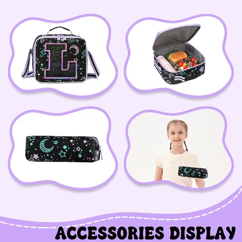 HTgroce Cute Rolling Backpack with Wheel,School Backpack for Kids Girl Roller Schoolbag Wheeled Backpacks Set Carry-on Luggage,Black L - color: Black, style: L