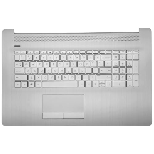 Replacement Upper Case Palmrest for HP 17-by 17T-by 17-CA 17Z-CA 17t-by400 17-by0026cy 17z-ca300 Series Laptop Backlight Keyboard Assembly with ODD Touchpad L92783-001 Natural Silver - size: 73H1 or 73H3 PTP function Touchpad