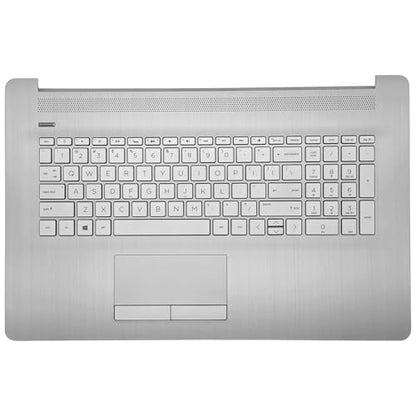 Replacement Upper Case Palmrest for HP 17-by 17T-by 17-CA 17Z-CA 17t-by400 17-by0026cy 17z-ca300 Series Laptop Backlight Keyboard Assembly with ODD Touchpad L92783-001 Natural Silver - size: 73H1 or 73H3 PTP function Touchpad