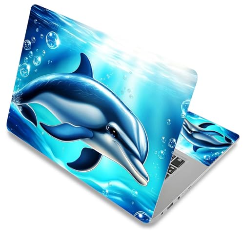 Laptop Skin Sticker Decal Cover,Cute Dolphin | DIGTIALL Universal Laptop Skin Sticker, Waterproof Removable Notebook Decal Protector Cover for 12 13 14 15 Inch Laptops - color: Cute Dolphin