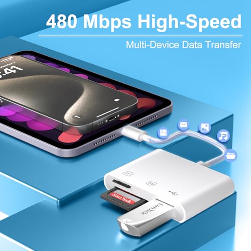 USB C to Micro SD TF Memory Card Reader, 3 in 1 USB Camera Card Reader Adapter, Compatible with iPhone 15, iPad Pro, MacBook Pro/Air, Chromebook XPS, Galaxy S10/S9 and Other USB C Devices