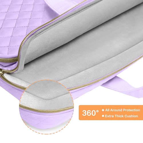 MOSISO 360 Protective Laptop Case 13.3 inch, 13-13.3 inch Laptop Sleeve | Compatible with MacBook Air/Pro 13/Pro 14,HP Dell ASUS Lenovo, Square Quilted Bag with 2 Pockets&Handle&Belt, Purple - color: Purple, size: 13.3 inch