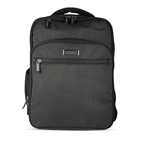 Kenneth Cole Reaction Brooklyn Commuter Backpack Slim 16" Laptop Computer & Tablet Anti-Theft RFID Business, Work, , & Travel Bookbag, Black Polyester