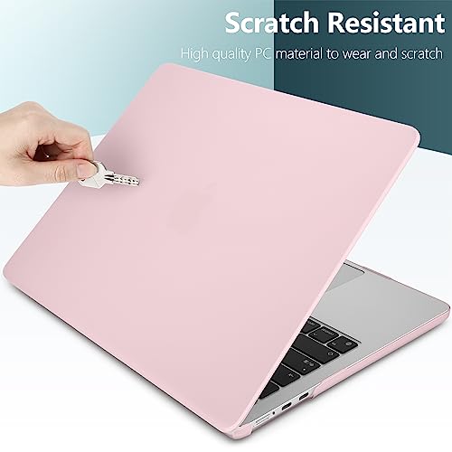 DONGKE Compatible with MacBook Air 13 inch Case M5 M4 M3 M2 2026 2025 2024-2022 A3449 A3240 A3113 A2681, Plastic Hard Shell & Keyboard Cover for MacBook Air 13.6 inch, Cream Solid Pink - color: Cream Solid Pink