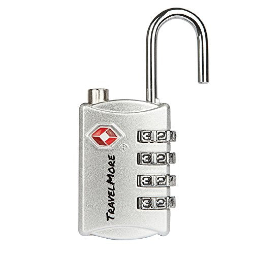5 Pack TSA Luggage Locks with 4 Digit Combination – Heavy Duty Set Your Own Padlocks for Travel, Baggage, Suitcases & Backpacks - Silver - color: Silver, size: 5 Pack