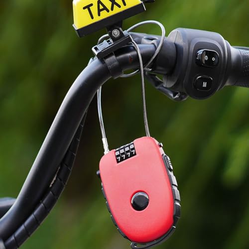 2 Pcs Portable Steel Wire Lock Cable Anti-Theft Telescopic Retractable Combination Security Lock for Bicycle, Trunk, Lockers (Red)