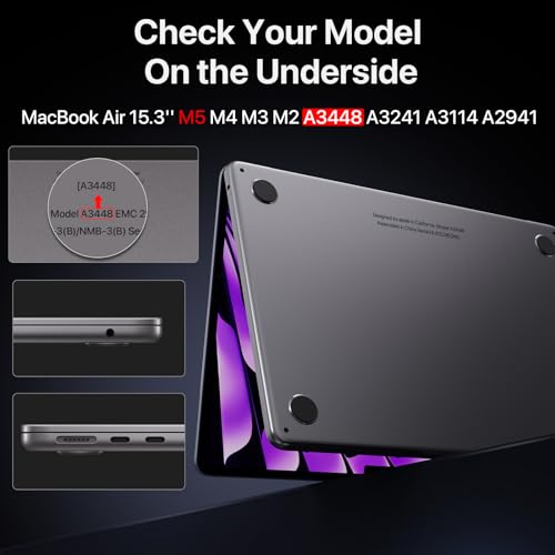 Macaset for MacBook Air 15 inch Case M5 M4 M3 M2 2026-2023 Mac Laptop Cover | Space Gray Color Match, Matte Clear, Anti Fingerprint & Scratch, Close Seamlessly, Protective Hard Shell, Ultra Thin Fit - color: Space Gray Clear