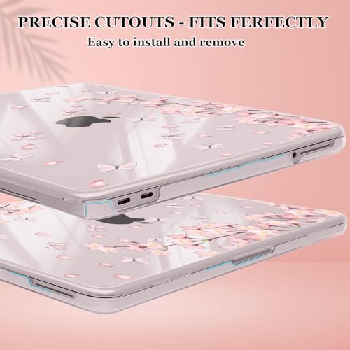 for MacBook Neo 13 inch Case 2026 A3404 with A18 Pro Chip, Anti-Scratch Slim Pattern Plastic Hard Shell Case 13-inch Neo Protective Cover Keyboard Skin & Screen Film, Cherry Blossom Pink - color: Cherry Blossom Pink