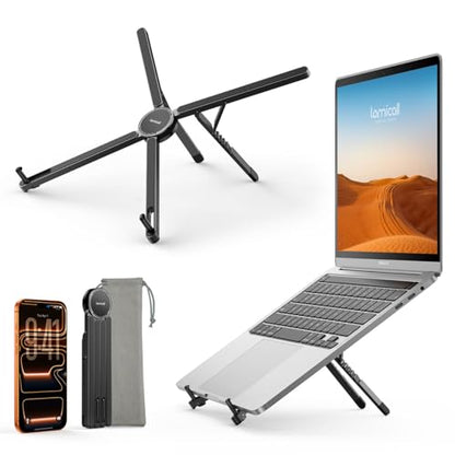 Lamicall Ultra Lightweight Laptop Stand for Desk + 360 Rotating Adjustable Laptop Stand for Desk