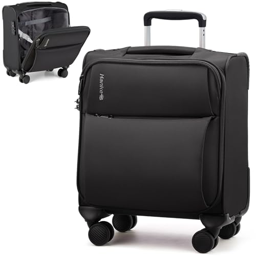 Hanke Underseat Carry On Luggage with Wheels, Spinner Small Suitcase, 16-Inch Rolling Under Seat Luggage, Softside Lightweight Carry On Bag for Airplane TSA Travel Personal Item, Black - color: Black, size: 16 Inch Underseat