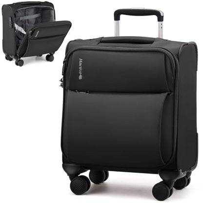 Hanke Underseat Carry On Luggage with Wheels, Spinner Small Suitcase, 16-Inch Rolling Under Seat Luggage, Softside Lightweight Carry On Bag for Airplane TSA Travel Personal Item, Black - color: Black, size: 16 Inch Underseat