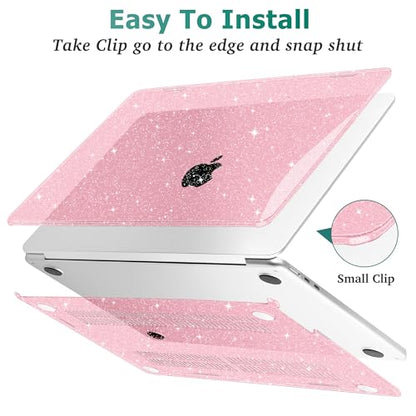 May Chen Case for MacBook Air 13/13.6-inch (M5/M4/M3/M2, 2022-2026 Models A3449 A3240 A3113 A2681), Lightweight | Closes Seamlessly | Ideal for Work Hard Shell Case, Pink Glitter - color: Pink Glitter