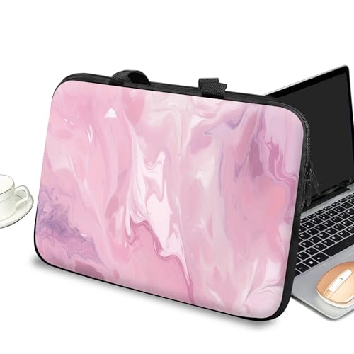 Universal Laptop Case Sleeve 10 inch with Handle and Zipper, Kids Tablet Carrying Case Messenger Bag Portable Tote Bag for 7-10 inch iPad/Notebook/eBook/Readers, Pink Marble - color: Pink Marble, size: 10 inch