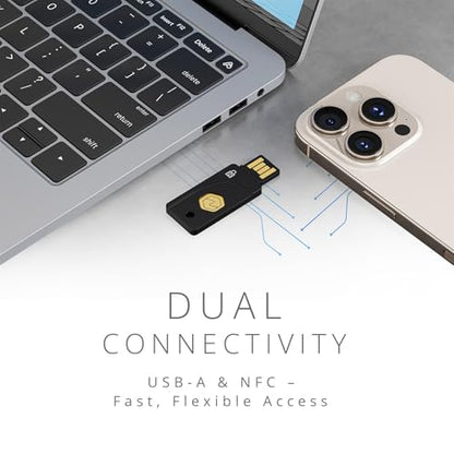 Kensington VeriMark NFC+ USB-A Security Key (K64738WW) | FIDO2/WebAuthn hardware authenticator, passwordless login, NFC and USB-A, works with Windows, macOS, Chrome OS - size: USB-A