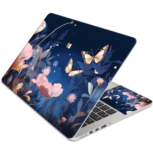 Laptop Skin Sticker 3-Piece Set,Tiger in Forest and Flowers | Trim-to-fit 3-piece vinyl set with one 15 x 10.6 in lid skin and two palm-rest decals for many 12-15.6 in laptops - color: Tiger In Forest and Flowers