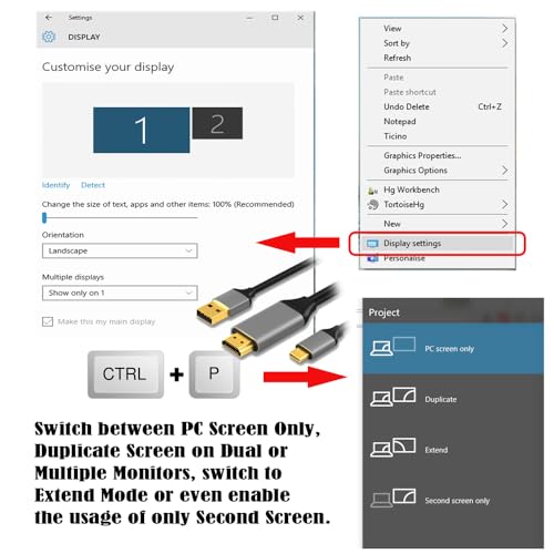 cablecc Reversible 4k@60hz HDMI 1.4 Source Male to USB 3.1 Type C USB-C Displays Male HDTV Cable for Laptop Monitor 1.8m - style: HDMI to USB-C