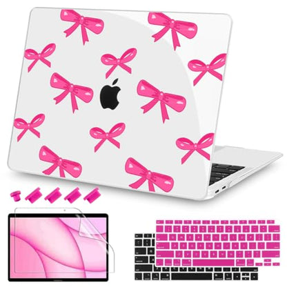 Teryeefi for MacBook Air 13 inch Case 2020 2019 2018 fits Model M1 A2337 A2179 A1932 with Retina Display with Touch ID, Plastic Hard Shell Case & Keyboard Cover & Screen Protector, Bows-A - color: Bows-A