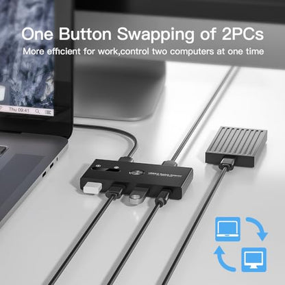 USB C Switch&USB A Switch 2 in 1,USB switcher 2 Computers Sharing USB C & A Devices, 4 Port USB Switcher Sharing Keyboard and Mouse/Printer/Scanner USB 3.0 KVM Switch(Not Support Charging/Monitor) - size: USB C+USB 3.0 A SWITCH