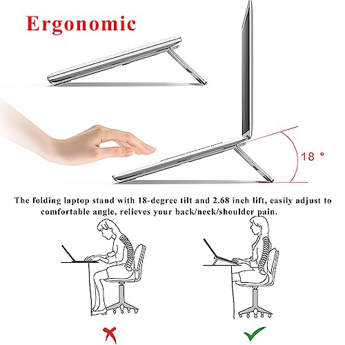 Laptop Stand Travel, Aluminum Portable Foldable Support Stand for 12-17" Laptops and Tablets (Silver)